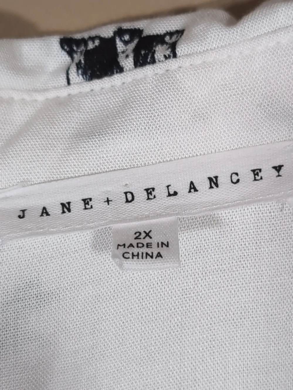 Jane + Delancey Dogs Shirt Blouse Size 2X Button Down Hi Low White Black - Picture 3 of 9